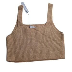 Everlane The Cozy-Stretch Cropped Tank L Brown Wool Yak Blend NWT